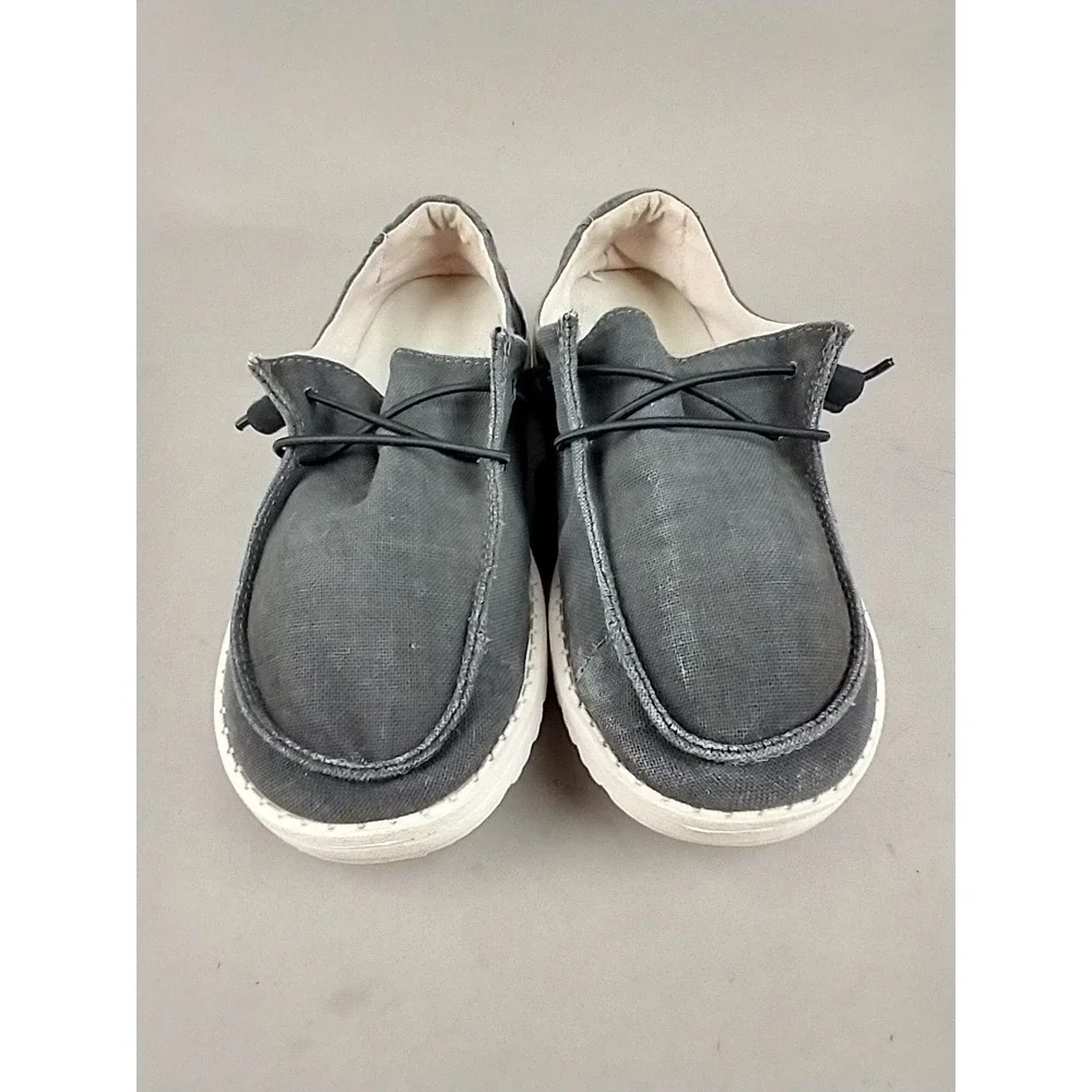 Hey Dude Wendy Chambray Off Black Slip‎ On Loafers Womens Size 5 121414949
